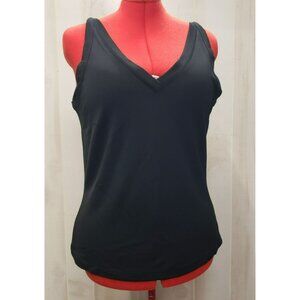 Talbots Black V-Neck Sleeveless Top, Rayon Blend, Womens Large
